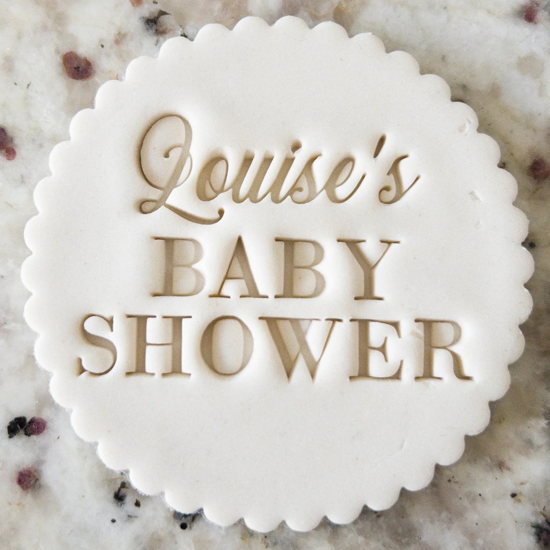 CUSTOM Baby Shower Name 2 Cookie Biscuit Stamp (fits M&S) Personalised ...