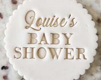 CUSTOM Baby Shower Name 2 Cookie Biscuit Stamp (Fits M&S) Personalised Fondant Cake Decorating Icing Cupcakes Stencil
