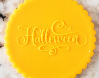 Halloween Texto POPup Embosser Cookie Biscuit Stamp Fondant Cake Decorating Icing Cupcakes Stencil Halloween