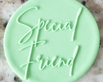 Amigo especial POPup Embosser Cookie Biscuit Stamp Fondant Cake Decorating Icing Cupcakes Stencil