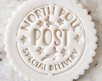 Pieczątka z ciasteczek North Pole Post Fondant Cake Decorating Icing Cupcakes Stencil Christmas