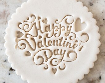 Happy Valentines Day Detail Biscuit Stamp Fondant Cake Decorating Icing Cupcakes Stencil Embosser Valentines Day