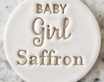 CUSTOM Baby Girl Name Cookie Biscuit Stamp Fondant Cake Decorating Icing Cupcakes Stencil Clay