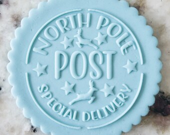 Północny biegun Post POPup Embosser Cookie Biscuit Stamp Fondant Cake Decorating Icing Cupcakes Stencil Christmas