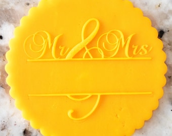 Mr & Mrs Split Embosser Cookie Biscuit Stamp Fondant Cake Decorating Icing Cupcakes Stencil Wedding