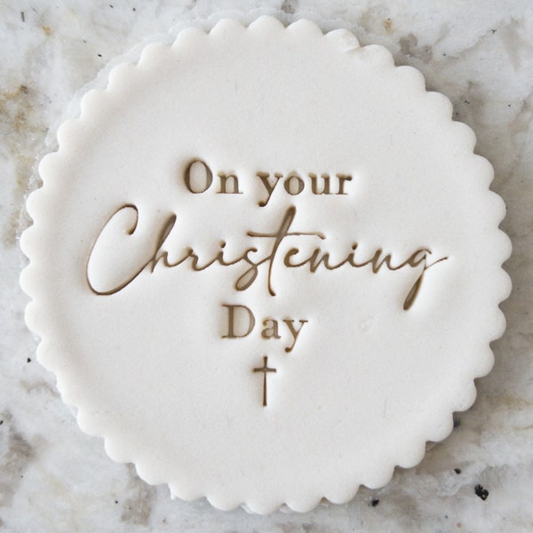 On Your Christening Day Cookie Biscuit Stamp Fondant Cake Decorating Icing Cupcakes Stencil