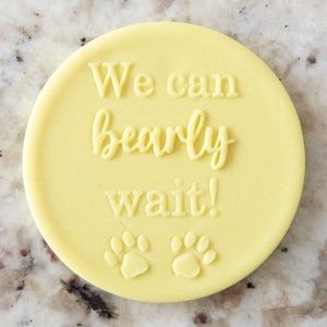 We Can Bearly Wait POPup Embosser Cookie Biscuit Stamp Fondant Cake Decorating Icing Cupcakes Stencil