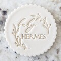 CUSTOM Baby Name With Wreath Cookie Biscuit Stamp Fondant Cake Decorating Icing Cupcakes Stencil