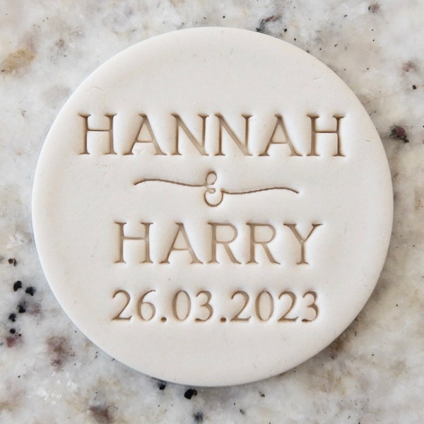 CUSTOM Name And Date With Fancy Ampersand Cookie Biscuit Stamp Fondant Cake Decorating Icing Cupcakes Stencil Clay