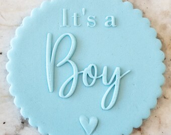 Its a Boy POPup Embosser Cookie Biscuit Stamp Fondant Cake Decorating Icing Cupcakes Stencil Baby Shower