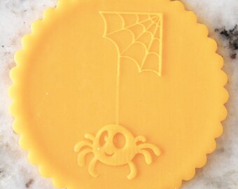 Cute Spider on Web Halloween POPup Embosser Cookie Biscuit Stamp Fondant Cake Decorating Icing Cupcakes Clay Stencil