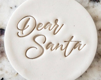 Dear Santa Cookie Biscuit Stamp Fondant Cake Decorating Icing Cupcakes Stencil Christmas