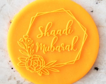 Shaadi Mubarak POPup Embosser Cookie Biscuit Stamp Fondant Cake Decorating Icing Cupcakes Stencil