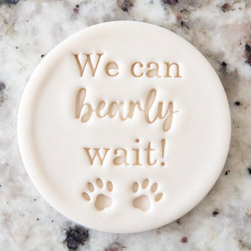 We Can Bearly Wait Cookie Biscuit Stamp Fondant Cake Decorating Icing Cupcakes Stencil Clay