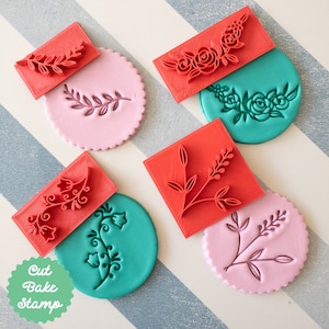 Floral Collection Set of 4 Cookie Biscuit Embosser Stamps Fondant Cake Decorating Icing