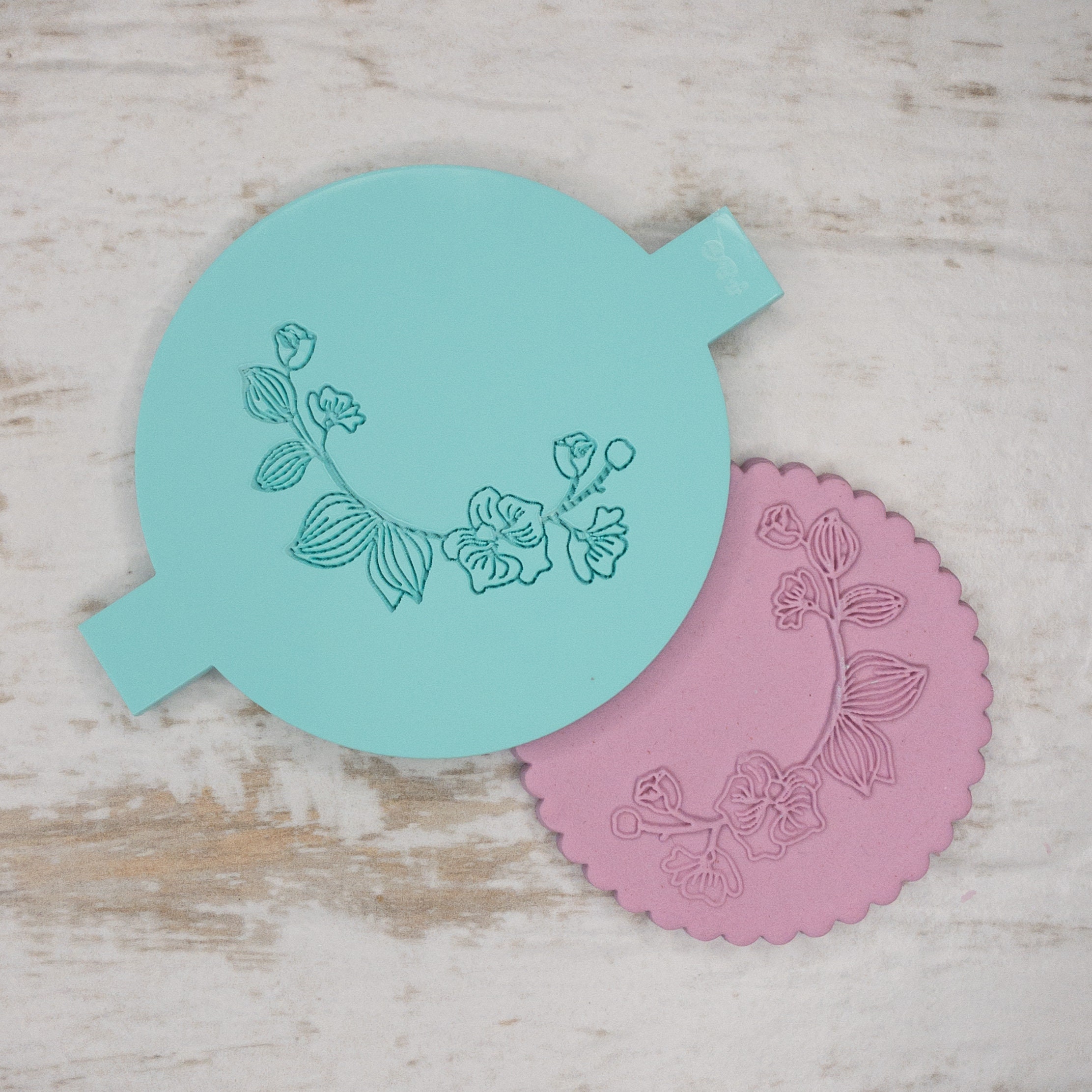 Orchid Detail Biscuit Cookie POPup Embosser Stamp Fondant Cake Decorating Icing