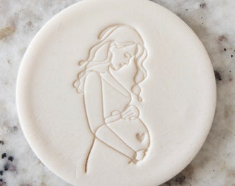 Pregnant with Heart Cookie Biscuit Stamp (M&S Size Available) for Fondant Topper Cake Decorating Icing Cupcakes Stencil Mothers Day