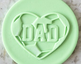 Dad Football Heart POPup Embosser Cookie Biscuit Stamp Fondant Cake Decorating Icing Cupcakes Stencil Fathers Day