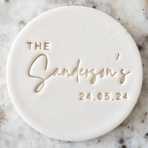 CUSTOM Family Name with Date Cookie Biscuit Stamp Fondant Cake Decorating Icing Cupcakes Stencil Anniversary Clay