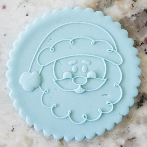 Cute Santa Face 2 POPup Embosser Cookie Biscuit Stamp Fondant Cake Decorating Icing Cupcakes Stencil Christmas