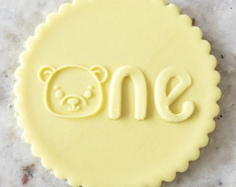 One With Teddy Bear Face POPup Embosser Cookie Biscuit Stamp Fondant Cake Decorating Icing Cupcakes Stencil