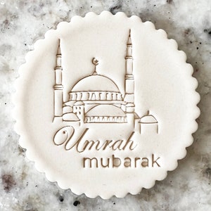 Umrah Mubarak With Mosque Cookie Biscuit Stamp Fondant Cake Decorating Icing Cupcakes Stencil Ramadan Eid