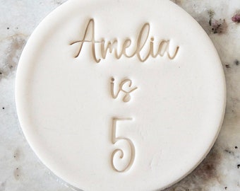 CUSTOM Name And Number Cookie Biscuit Stamp Fondant Cake Decorating Icing Cupcakes Stencil Clay Birthday
