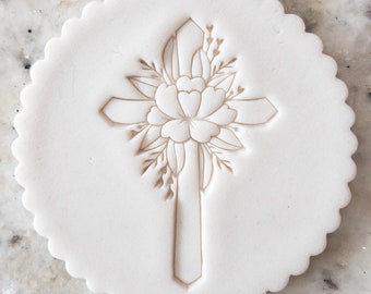 Floral Holy Cross Cookie Biscuit Stamp Fondant Cake Decorating Icing Cupcakes Stencil