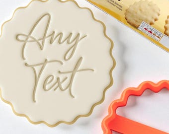 Personalised Any Text Words Custom Cookie Biscuit Stamp to make Toppers from Fondant to fit M&S Size All Butter Biscuits