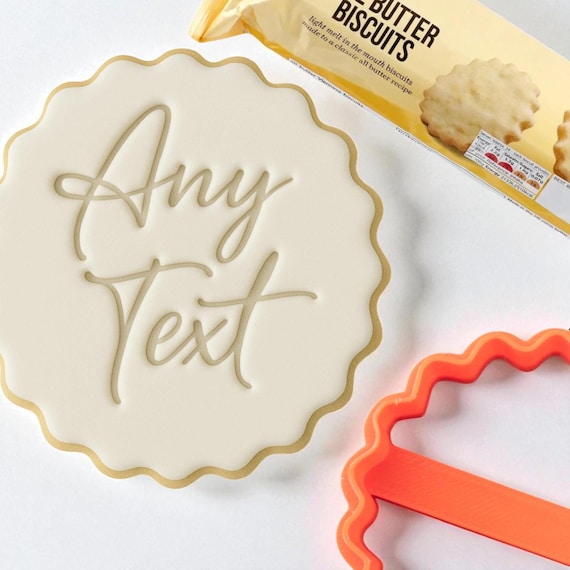 Personalised Any Text Words Custom Cookie Biscuit Stamp to make Toppers from Fondant to fit M&S Size All Butter Biscuits