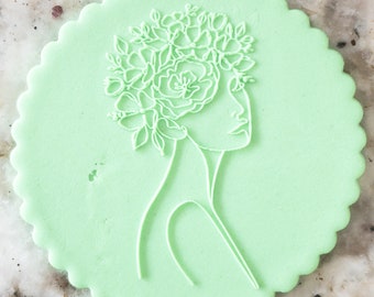 Floral Face POPup Embosser Cookie Biscuit Stamp Fondant Cake Decorating Icing Cupcakes Stencil