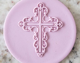 Decorative Holy Cross POPup Embosser Cookie Biscuit Stamp Fondant Cake Decorating Icing Cupcakes Stencil Communion Christening