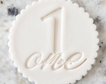 One Number One Birthday Cookie Biscuit Stamp Fondant Cake Decorating Icing Cupcakes Stencil