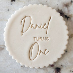 CUSTOM Name Turns Number Cookie Biscuit Stamp (Fits M&S) Personalised Fondant Cake Decorating Icing Cupcakes Stencil Clay Birthday