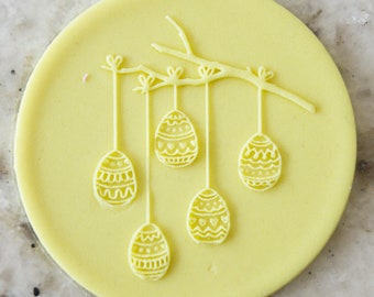 Huevos de Pascua en la rama POPup Embosser Cookie Biscuit Stamp Fondant Cake Decorating Icing Cupcakes Stencil Pascua