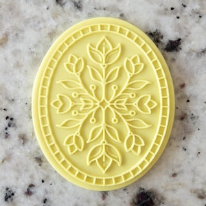 Floral Design In Oval Shape Text Biscuit Cookie POPup & Cutter Embosser Stamp Fondant Cake Decorating Icing Stencil Mothers Day