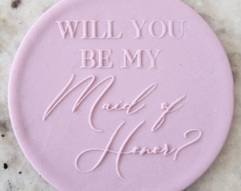 Will You Be My Maid of Honor POPup Embosser Cookie Biscuit Stamp Fondant Cake Decorating Icing Cupcakes Wedding Stencil