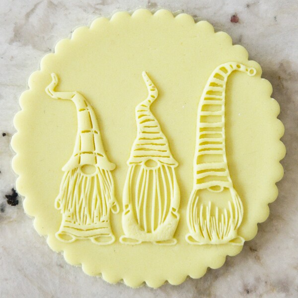 Three Gnomes POPup Embosser Cookie Biscuit Stamp Fondant Cake Decorating Icing Cupcakes Stencil Christmas