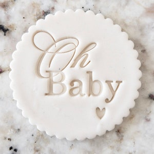 Oh Baby With Heart Cookie Biscuit Stamp (M&S Size Available) for Fondant Topper Cake Decorating Icing Cupcakes Stencil Clay