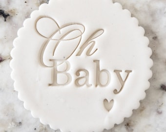 Oh Baby With Heart Cookie Biscuit Stamp Fondant Cake Decorating Icing Cupcakes Stencil Clay