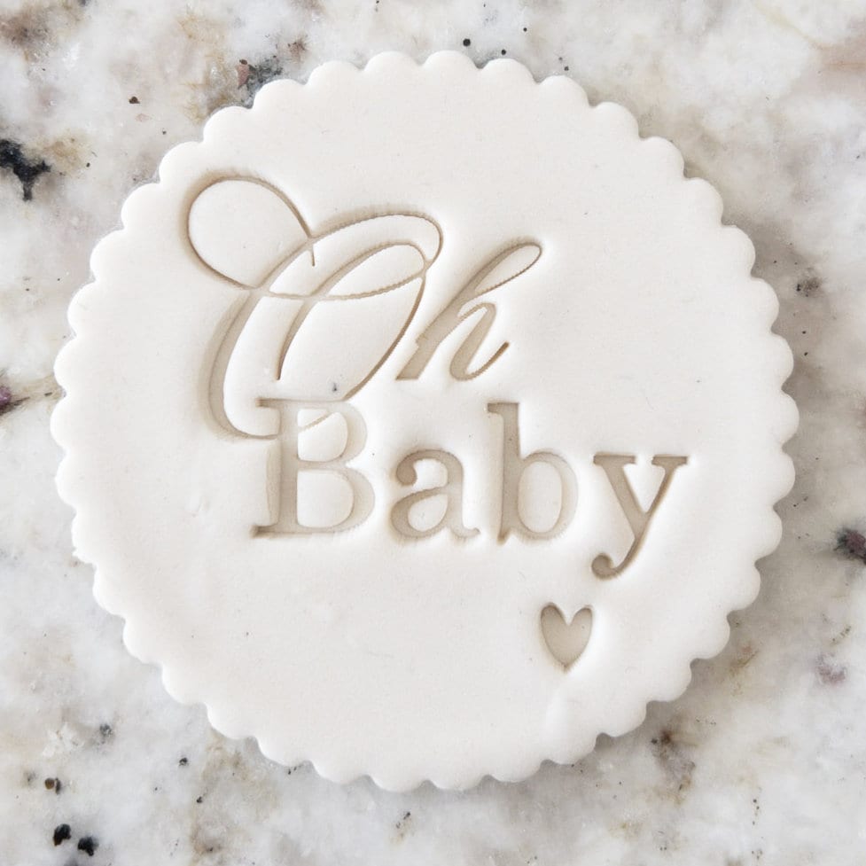 Oh Baby With Heart Cookie Biscuit Stamp (M&S Size Available) for Fondant Topper Cake Decorating Icing Cupcakes Stencil Clay