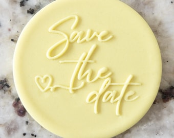 Save The Date With Heart Embosser Cookie Biscuit Stamp Fondant Cake Decorating Icing Cupcakes Stencil Wedding Marriage Proposal