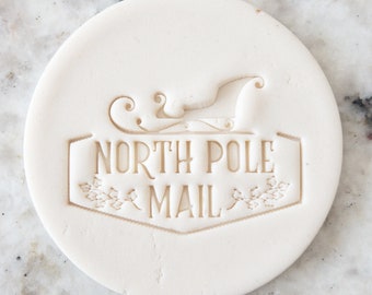 Poczta Bieguna Północnego Z Pieczątką Ciasteczkową Sleigh Cookie Biscuit Fondant Dekorowanie Ciast Lukier Babeczki Szablon Boże Narodzenie