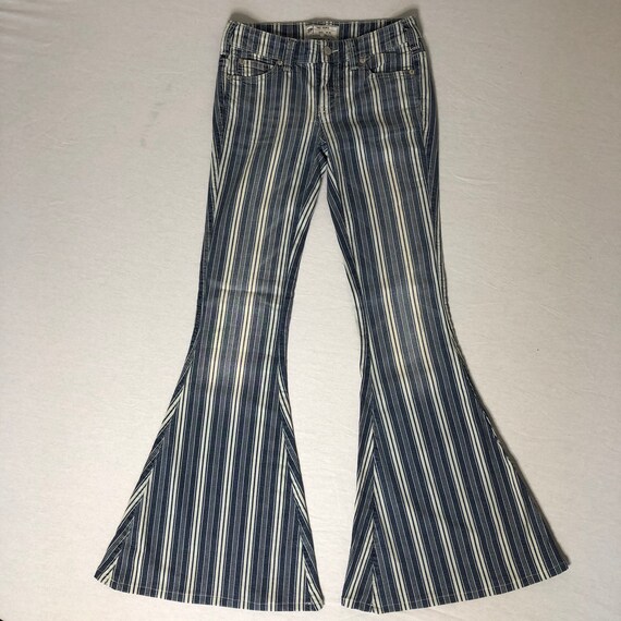 striped Free People bell bottom jeans