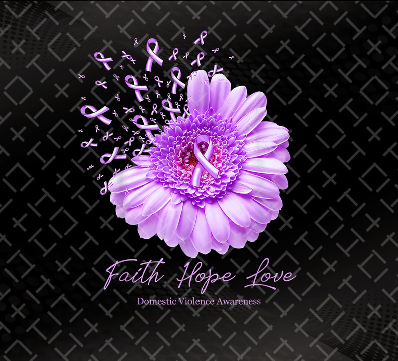 Faith Hope Love Domestic Violence Awareness Flower Ribbon Etsy