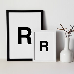 Helvetica Letter R Print | Black and White Minimalist - Etsy