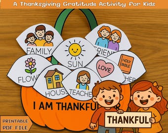 Artisanat de panier de citrouilles reconnaissants | Activité de gratitude pour l'Action de grâces pour les enfants | Bricolage d'automne en classe