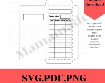 Fichier numérique d'enveloppe d'argent comptant, enveloppe d'argent comptant SVG, modèle d'enveloppe d'argent comptant