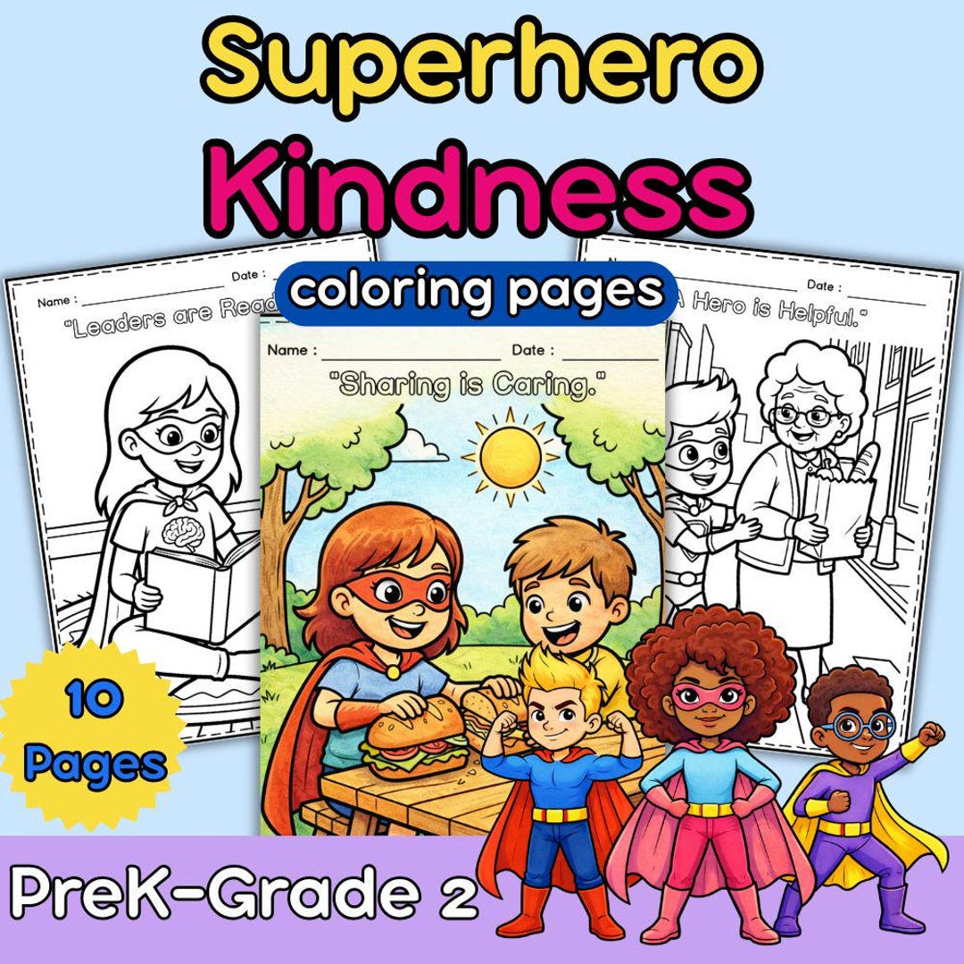 Superhero Kindness Coloring Pages for Kids | SEL Printable Worksheets ...