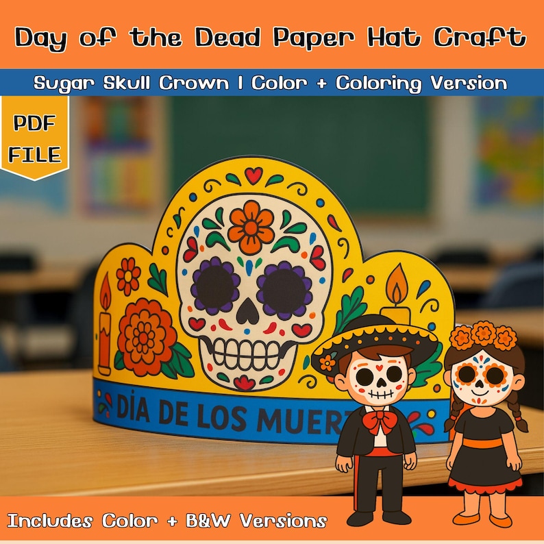 Day of the Dead Paper Hat Craft | Sugar Skull Crown | Día De Los ...